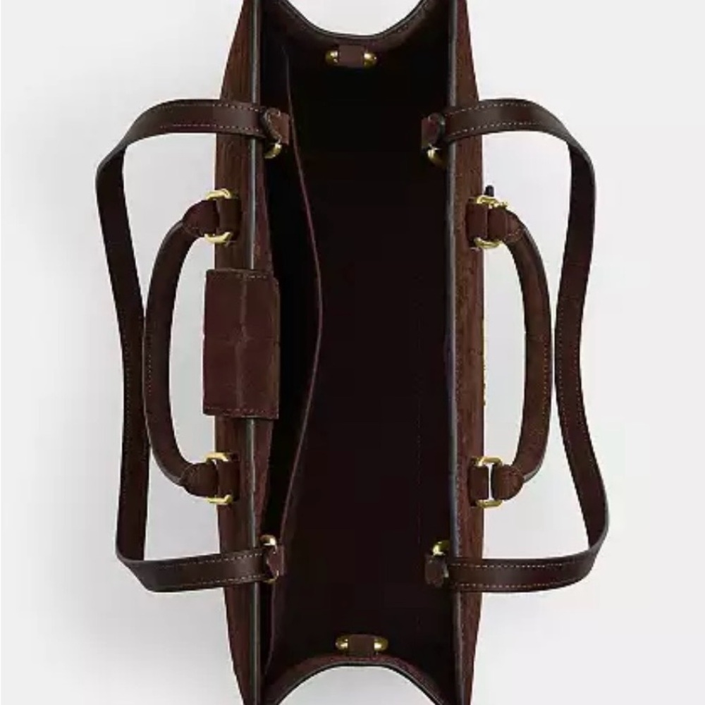 COACH Maggie Tote Bag CCC72 Crocodile-embossed suede and smooth leather NEW!! - Picture 5 of 9